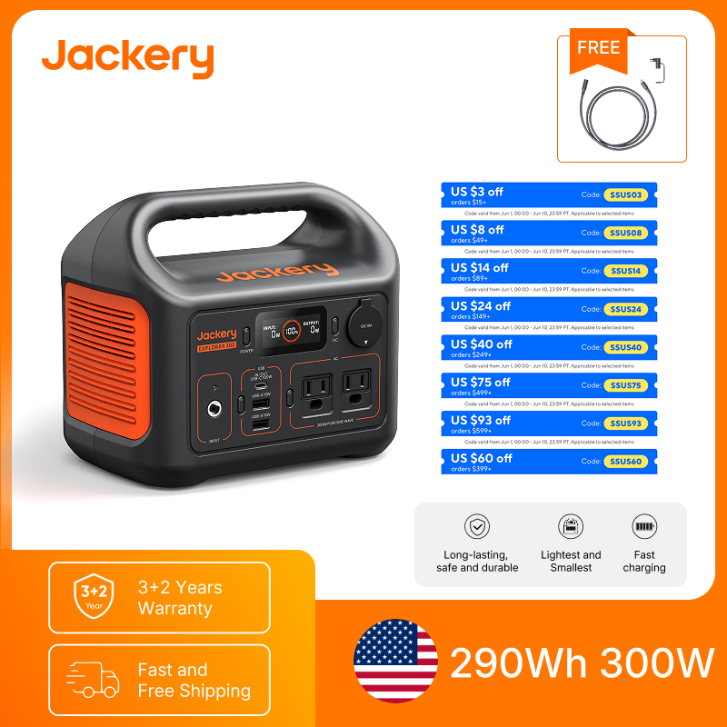 Outdoor Camping Outfit - Jackery Portable Power Station Explorer 300New