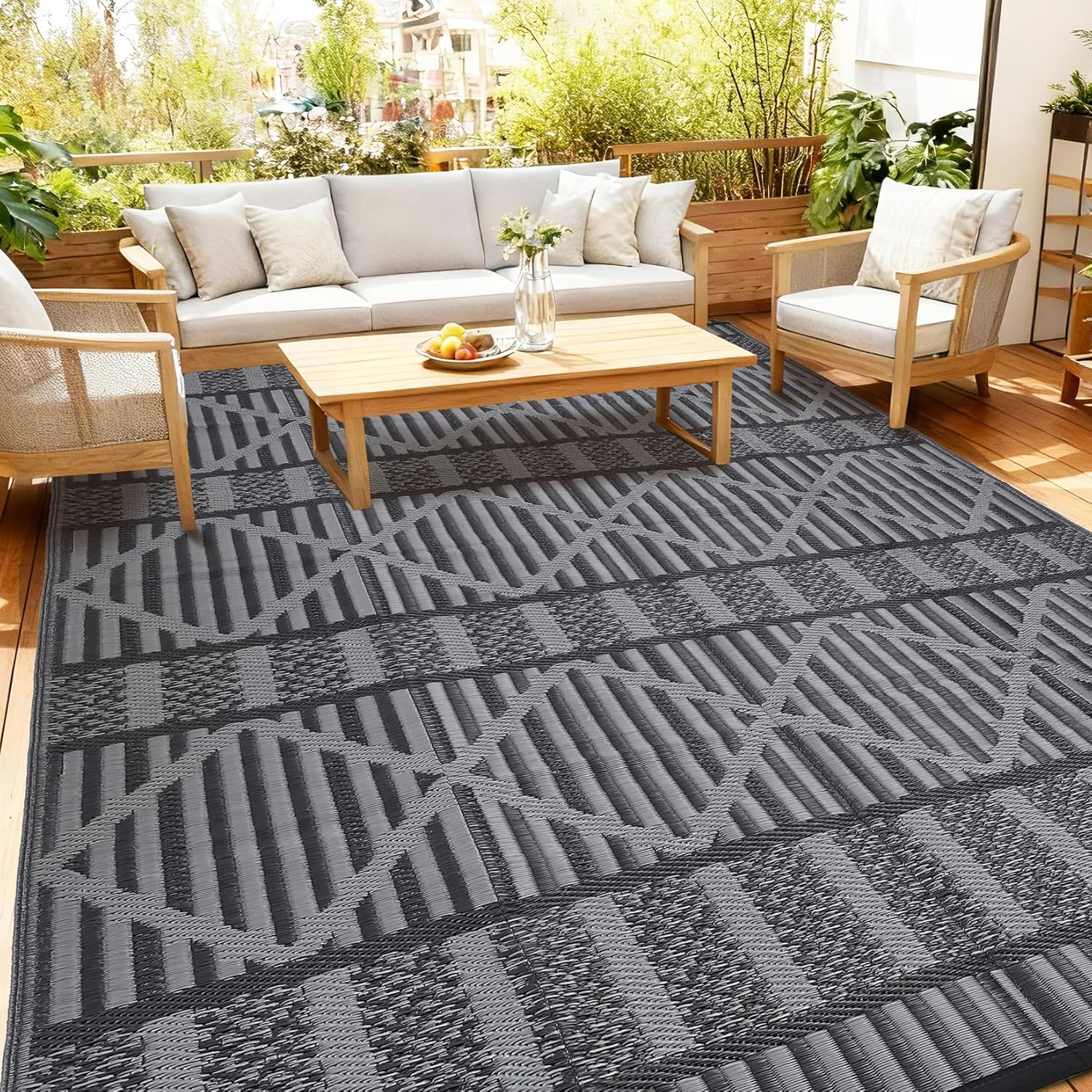 Outdoor Camping Rugs 8X10 - 8x10 Outdoor Rug Waterproof Patio Mat,