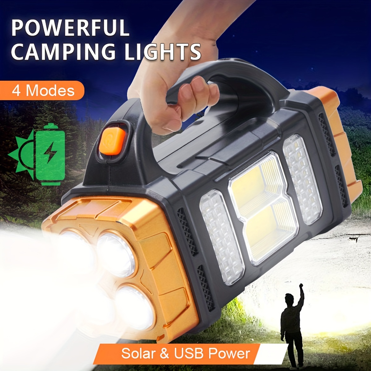 Outdoor Camping And Fishing - New Upgrade Rechargeable High Power Solar