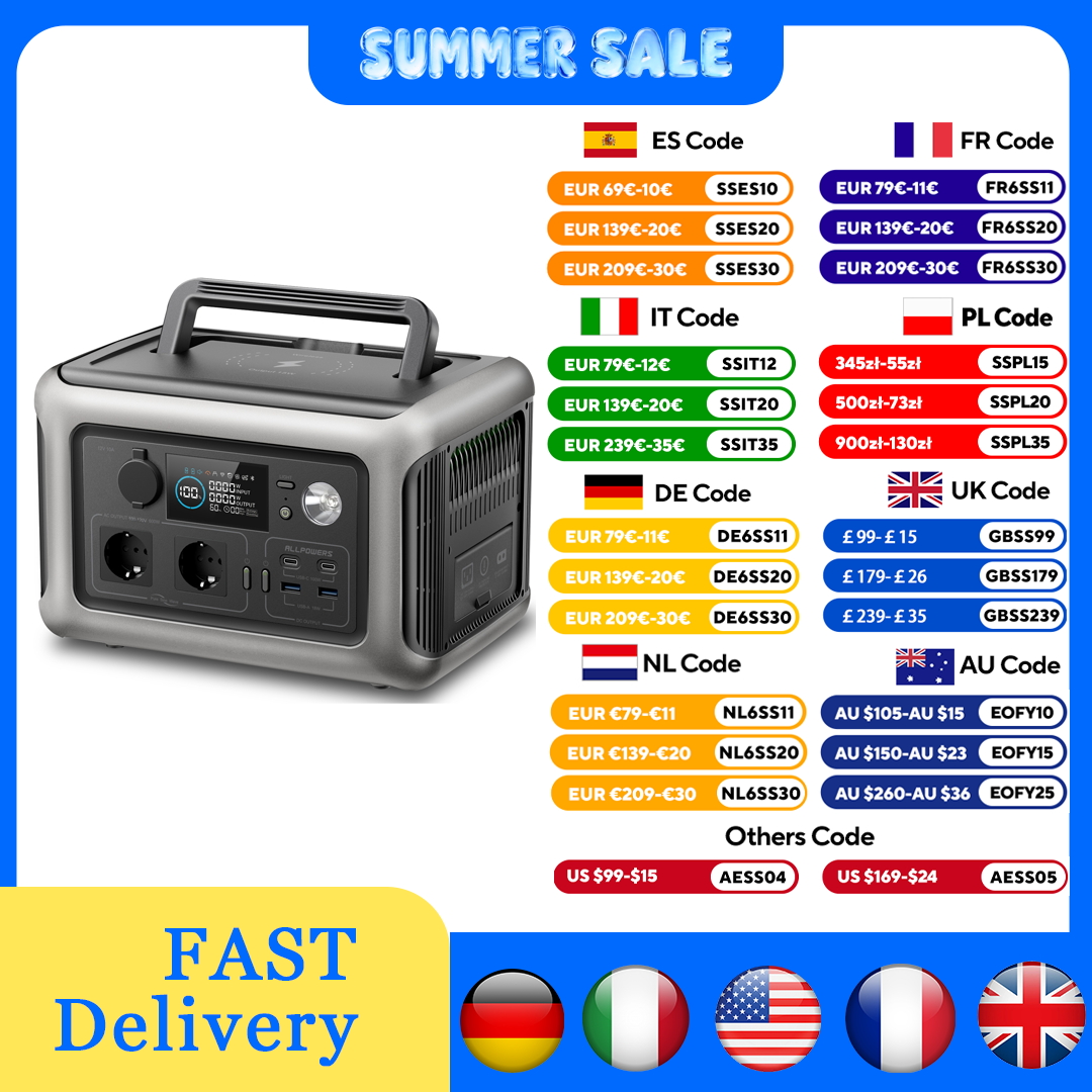 Outdoor Camping Outfit - ALLPOWERS Portable Power Station R600, 299Wh