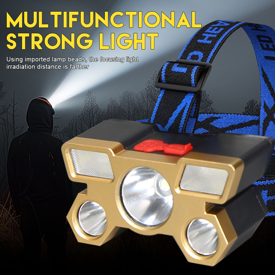 Outdoor Camping And Fishing - Rechargeable LED Headlamp 5 LED Beams