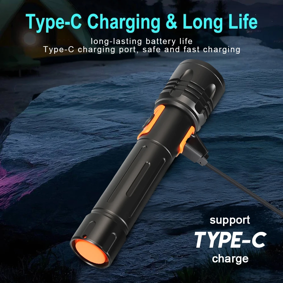 High Power LED Flashlight USB  - Outdoor Camping And Fishing のレビューと価格