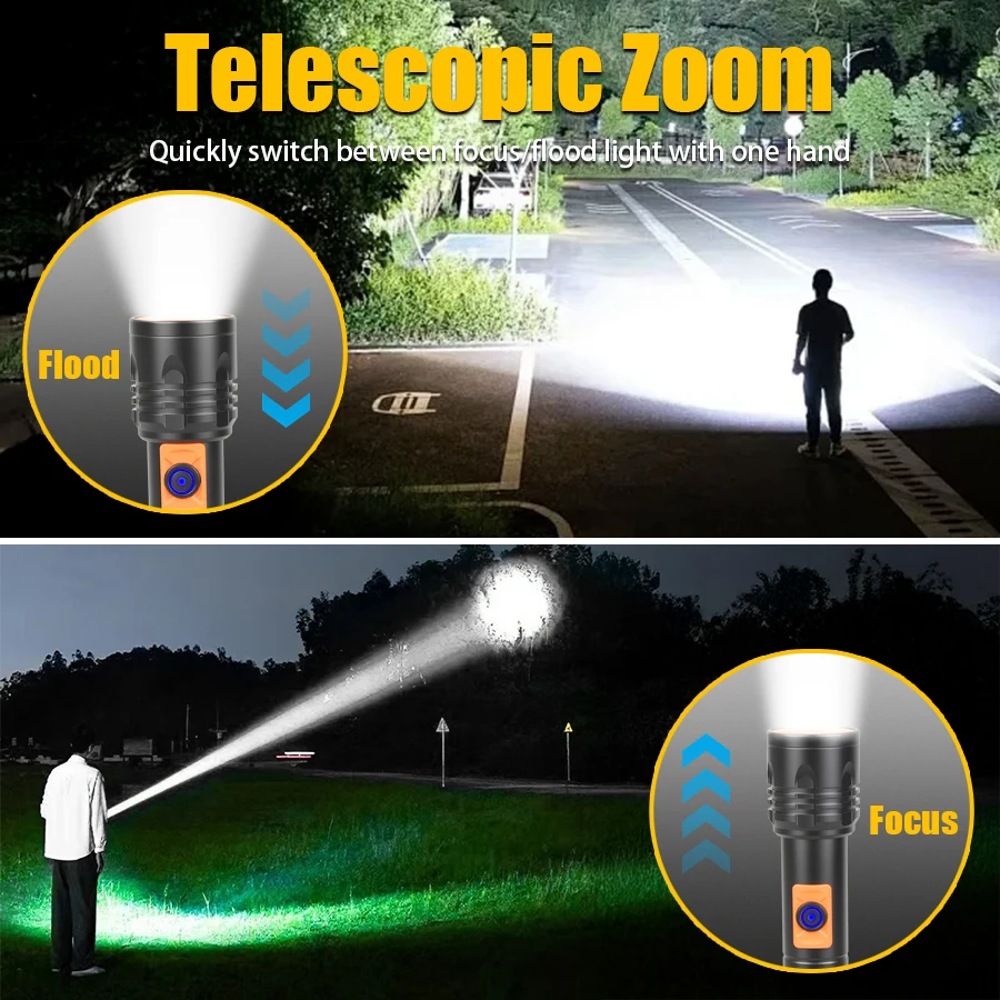 High Power LED Flashlight USB  - Outdoor Camping And Fishing のレビューと価格