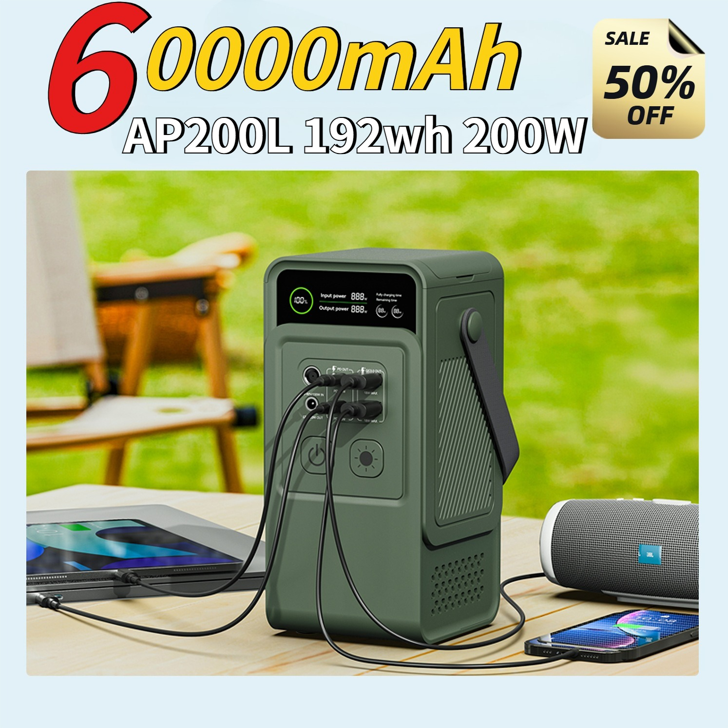 60000mAh 200W 192Wh Camping Po - Outdoor Camping Outfit のレビューと価格