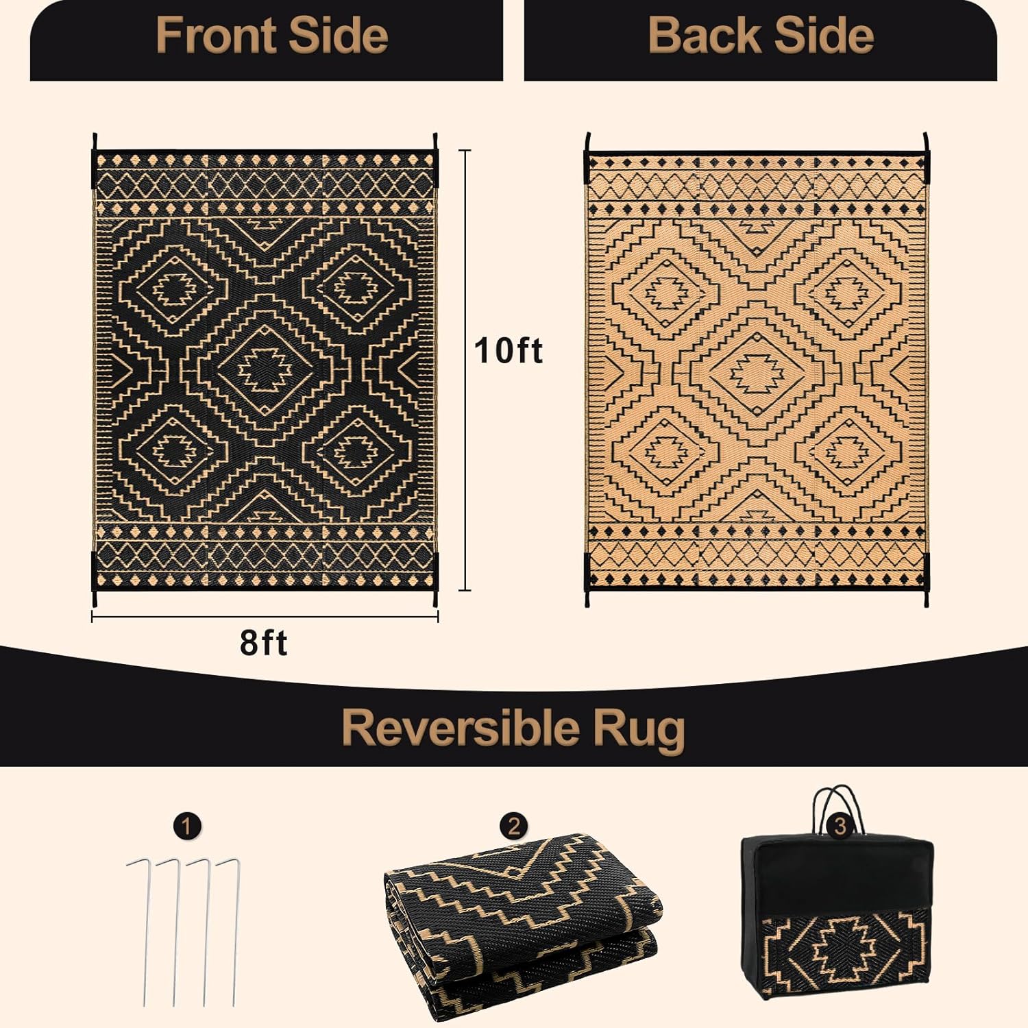 8x10 Outdoor Rug, Large Waterp - Outdoor Camping Rugs 8X10 のレビューと価格