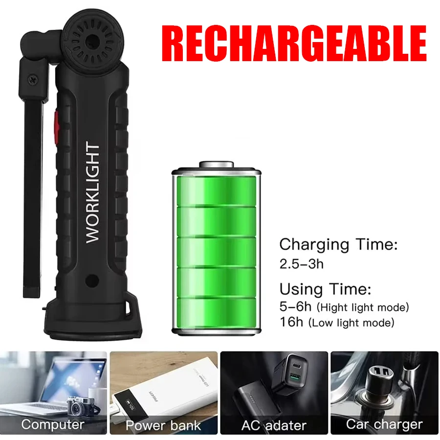 Rechargeable Magnetic Work Lig - Outdoor Camping And Fishing のレビューと価格