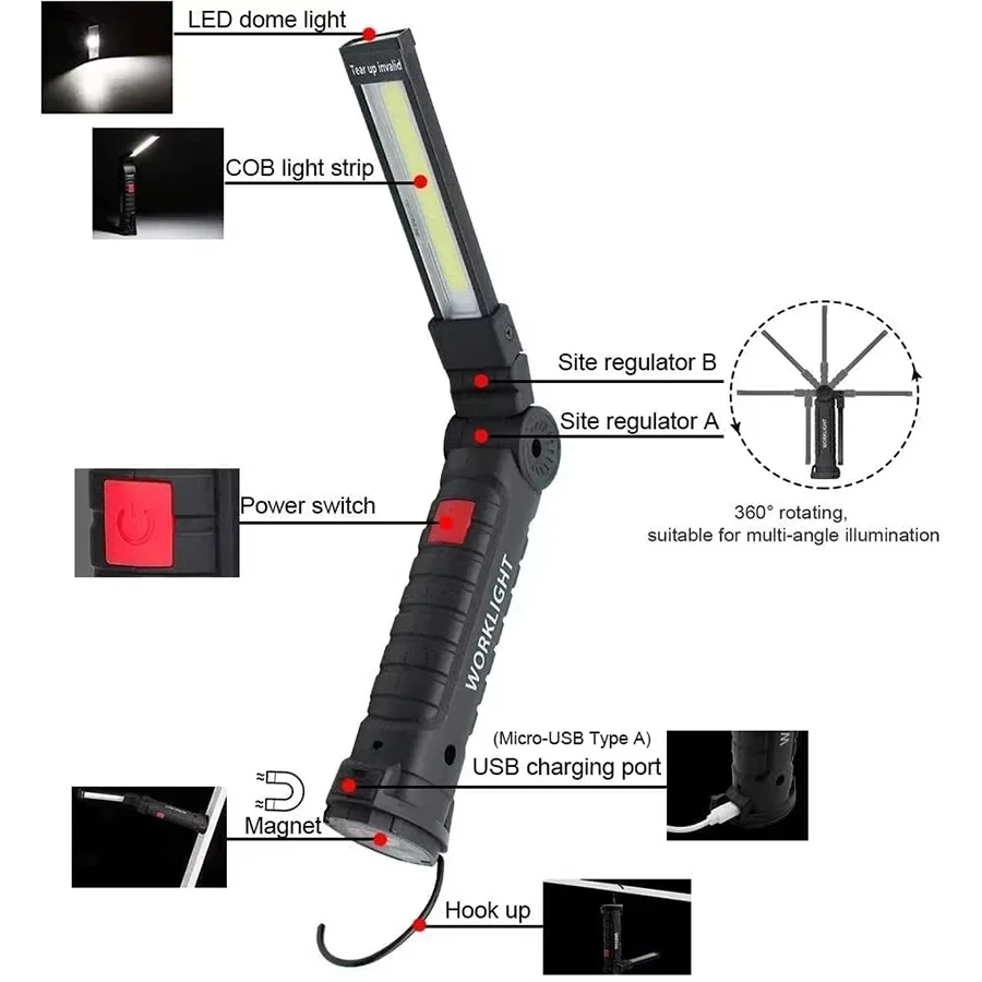 Rechargeable Magnetic Work Lig - Outdoor Camping And Fishing のレビューと価格