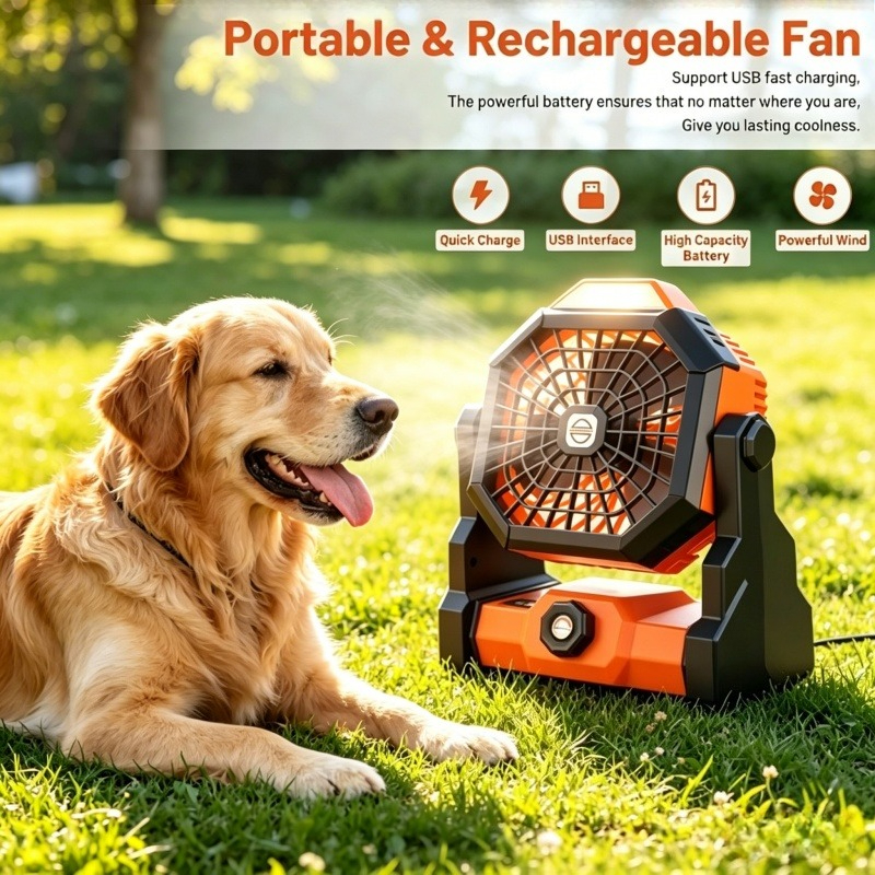 7800mAh Portable Rechargeable  - Outdoor Camping Fan のレビューと価格
