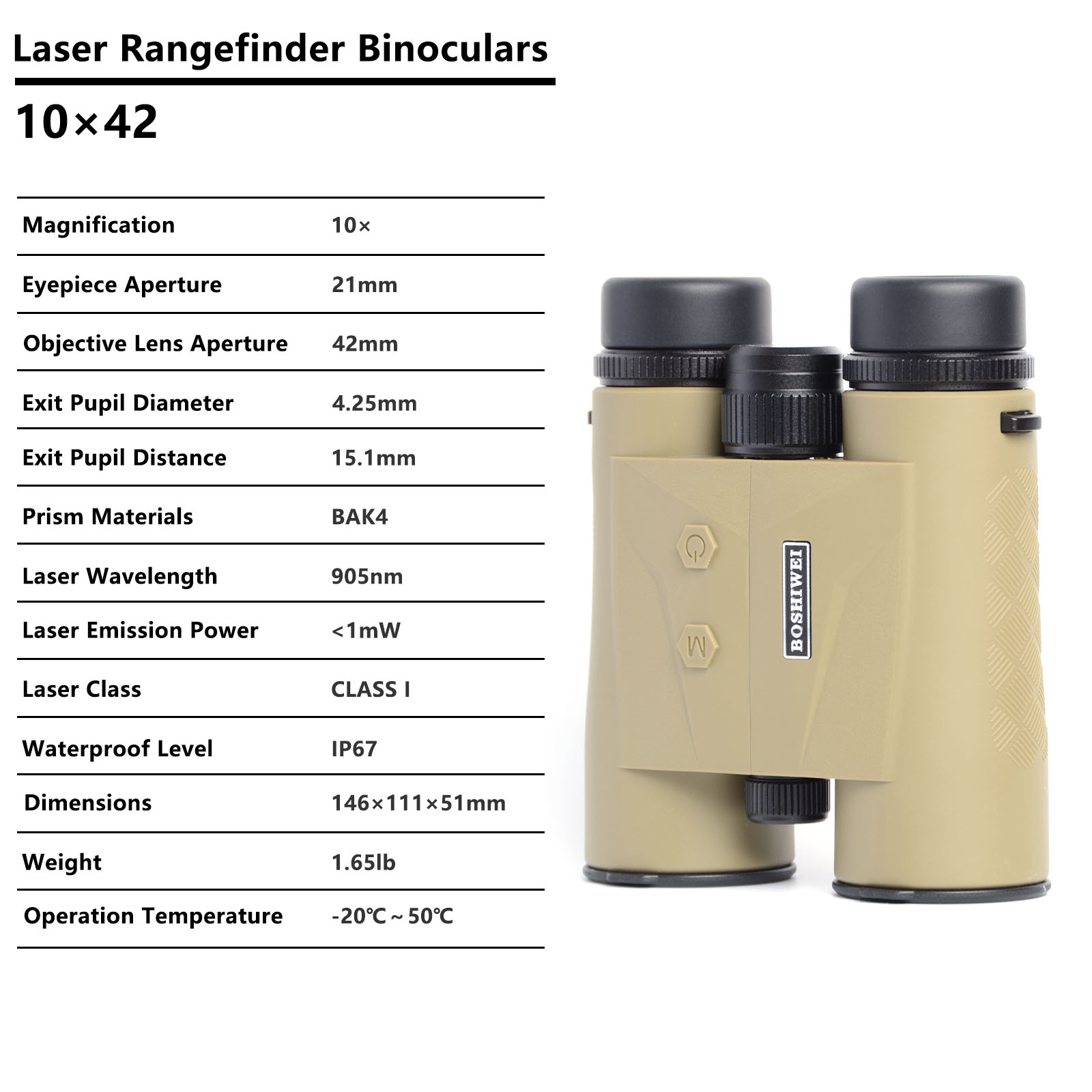 BOSHIWEI 10x42 HD Laser Rangef - Outdoor Camping Jobs のレビューと価格
