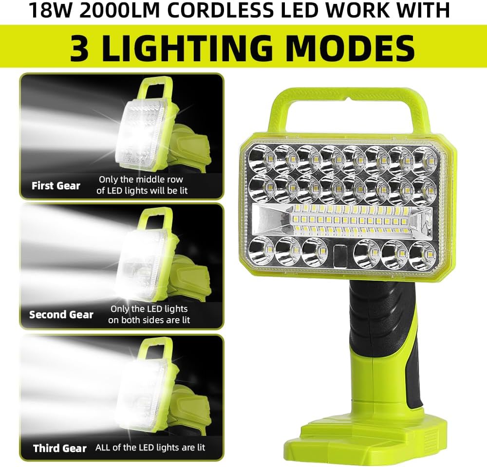 18W 2000LM Cordless LED Flashl - Outdoor Camping Jobs のレビューと価格