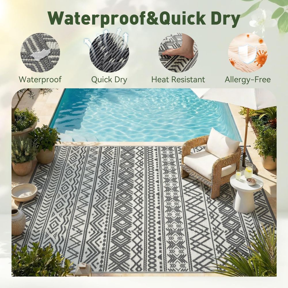 Reversible Waterproof Outdoor  - Outdoor Camping Rugs 8X10 のレビューと価格