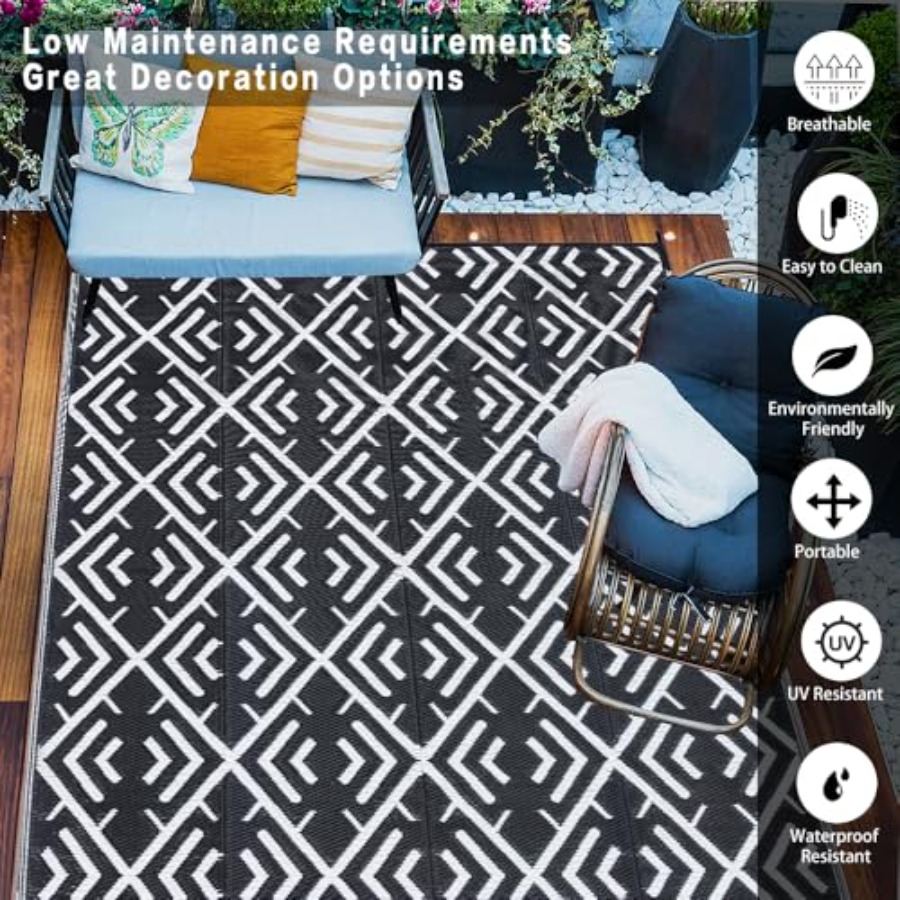 RV outdoor rug waterproof mat  - Outdoor Camping Rugs 8X10 のレビューと価格