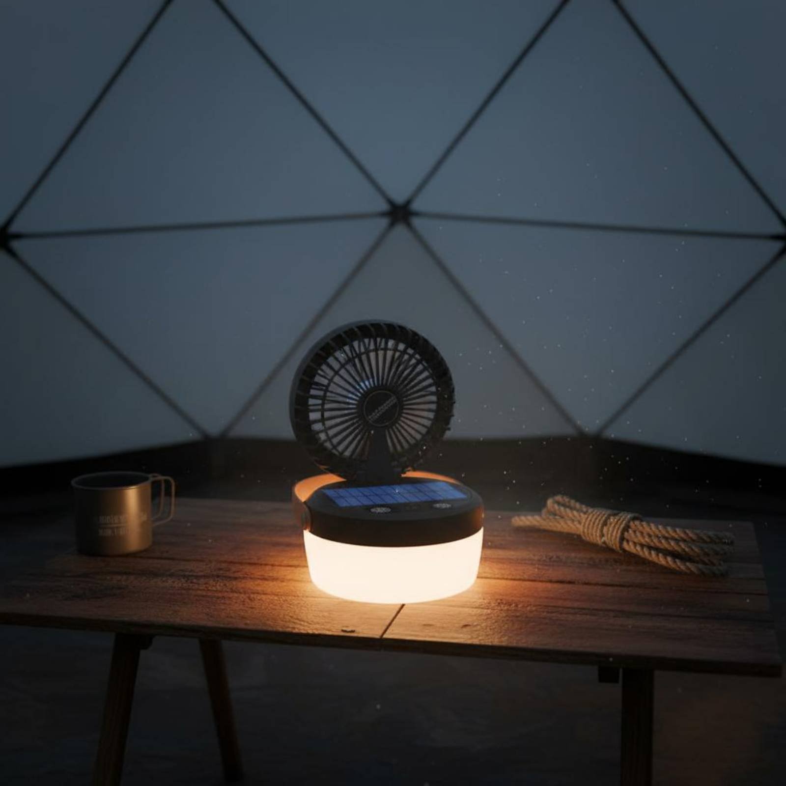 Solar Camping Fan Lantern Fold - Outdoor Camping Fan のレビューと価格