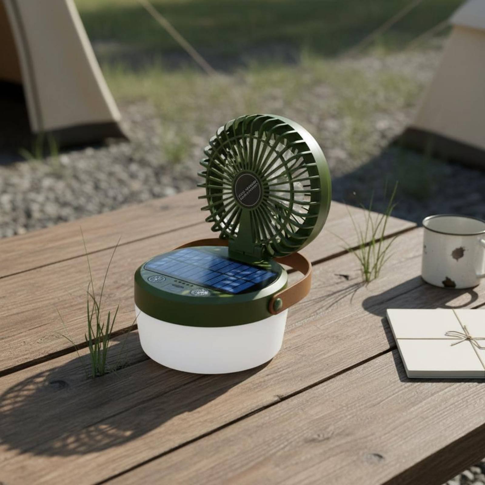 Solar Camping Fan Lantern Fold - Outdoor Camping Fan のレビューと価格