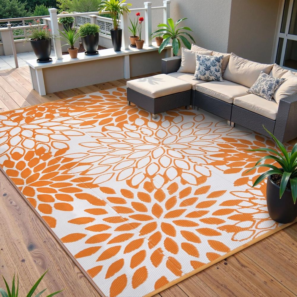 Waterproof Reversible Tropical - Outdoor Camping Rugs 8X10 のレビューと価格