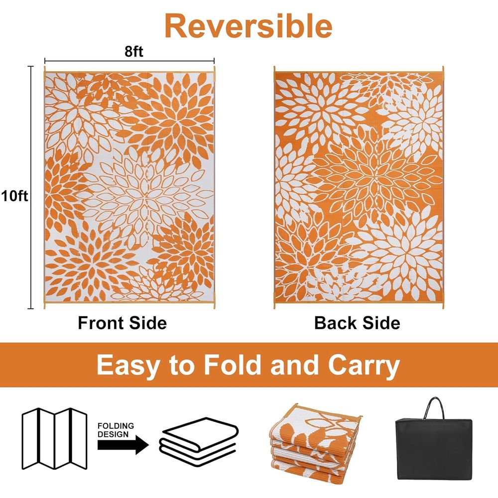 Waterproof Reversible Tropical - Outdoor Camping Rugs 8X10 のレビューと価格