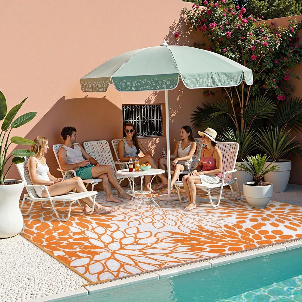 Waterproof Reversible Tropical - Outdoor Camping Rugs 8X10 のレビューと価格