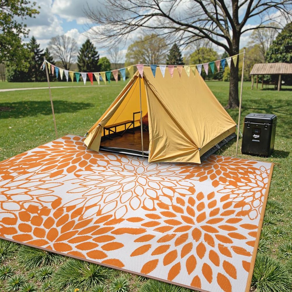 Waterproof Reversible Tropical - Outdoor Camping Rugs 8X10 のレビューと価格