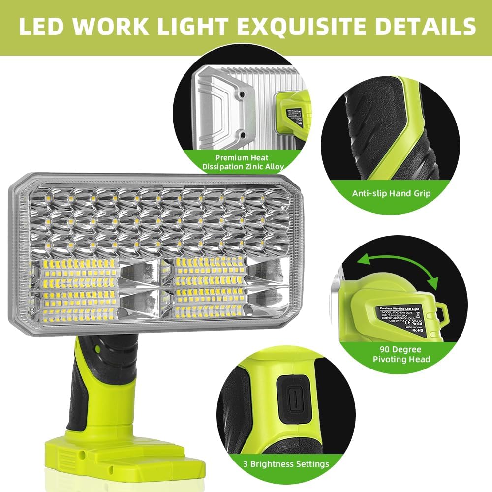 40W 4200LM Cordless LED Flashl - Outdoor Camping Jobs のレビューと価格