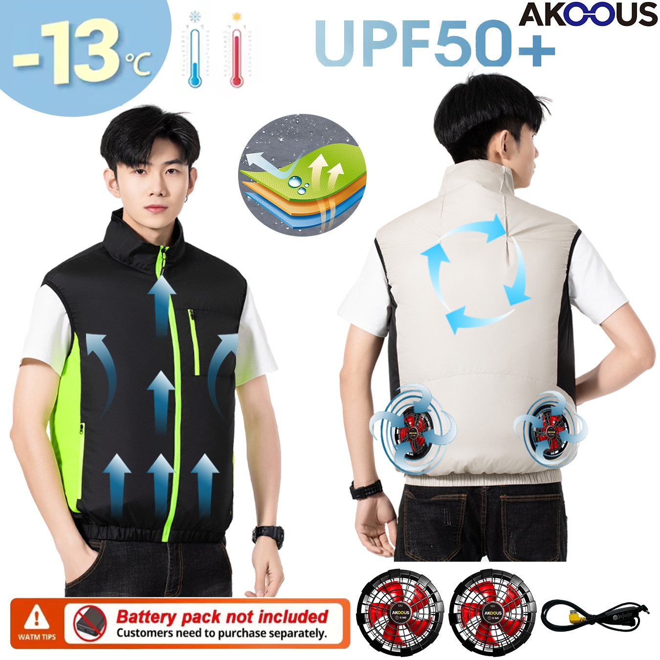 12V 5V USB Cooling Fan Vest Me - Outdoor Camping Air Conditioner のレビューと価格