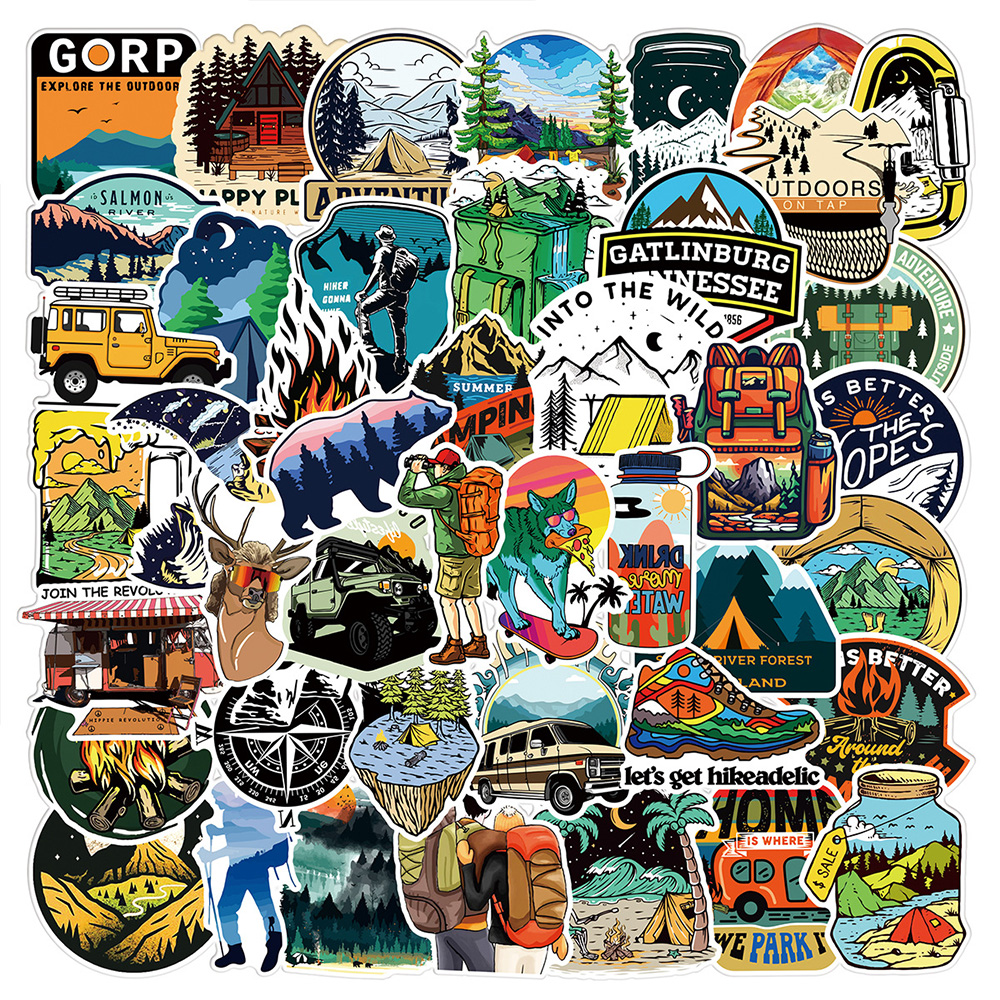 10/30/50pcs Cartoon Forest Hik - Outdoor Camping Anime のレビューと価格