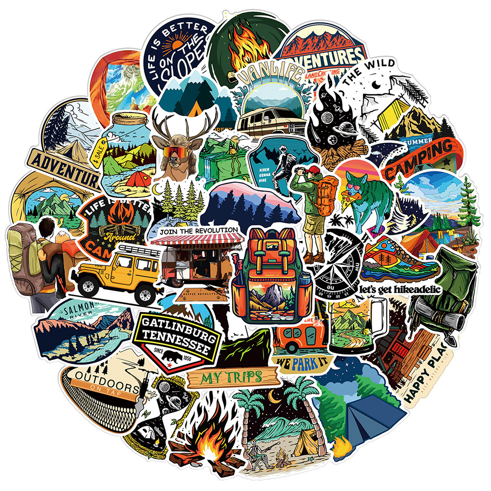 10/30/50pcs Cartoon Forest Hik - Outdoor Camping Anime のレビューと価格
