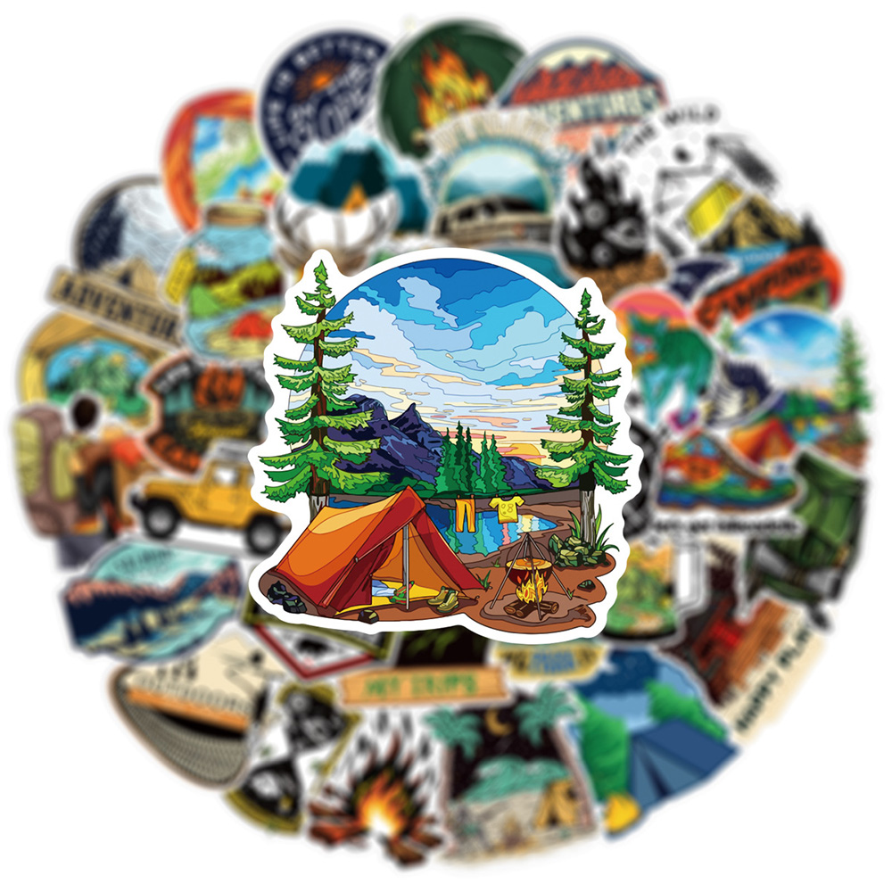 10/30/50pcs Cartoon Forest Hik - Outdoor Camping Anime のレビューと価格